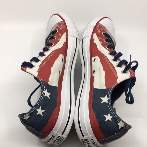 Men’s American Flag Patriotic Red White and Blue Converse Chucks Size 11.5 M - Picture 7 of 16